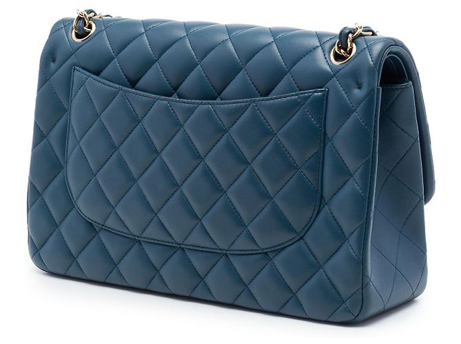 Chanel Blue Jumbo Classic Lambskin Double Flap Blau Dunkelblau - Ansicht 2