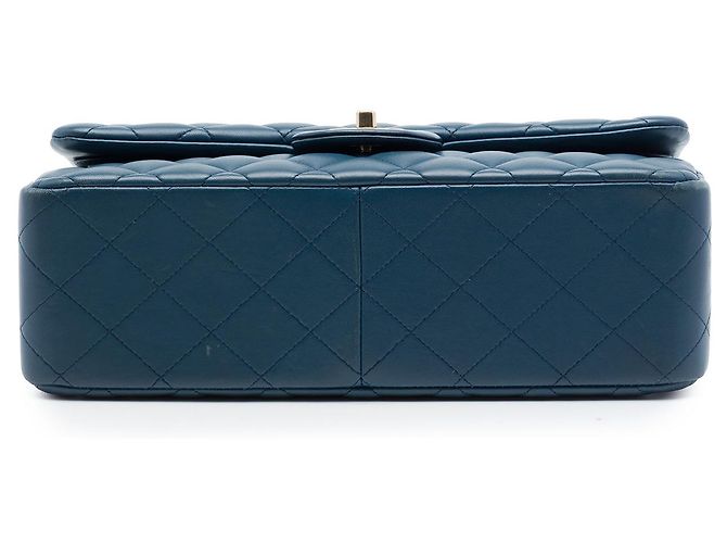 Chanel Blue Jumbo Classic Lambskin Double Flap Blau Dunkelblau - Ansicht 3