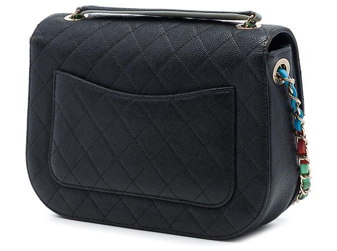 Chanel Black Paris Cuba Medium Quilted Caviar Thread Around Flap Nero - vista 2