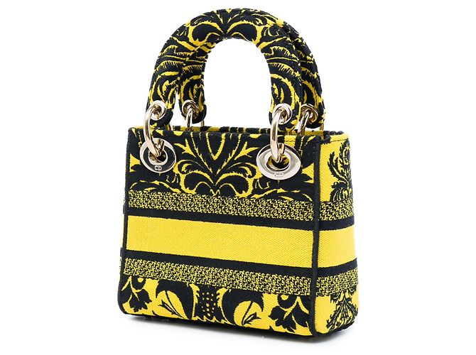 Lady D Lite Petites Fleurs in tela ricamata gialla Dior Giallo - vista 2
