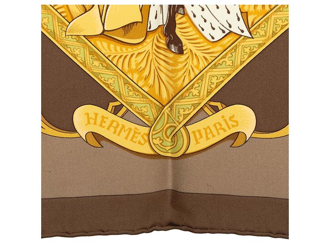 Sciarpa in seta Hermès La Vie a Cheval marrone 90 - vista 3