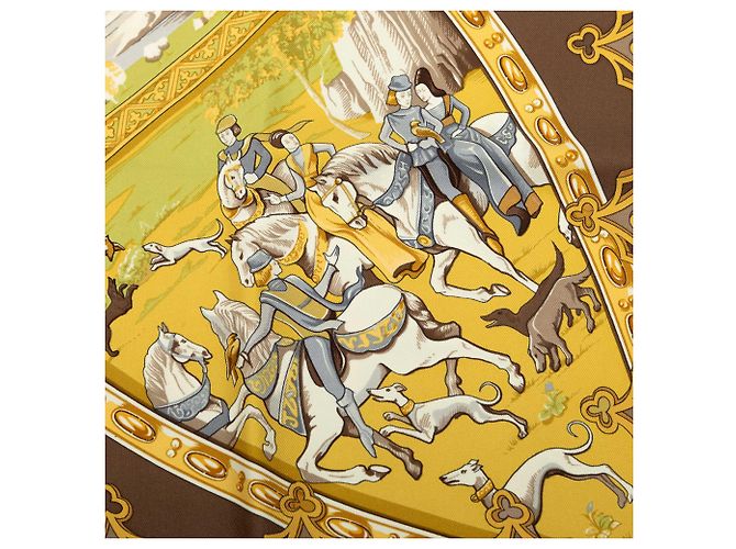 Sciarpa in seta Hermès La Vie a Cheval marrone 90 - vista 6