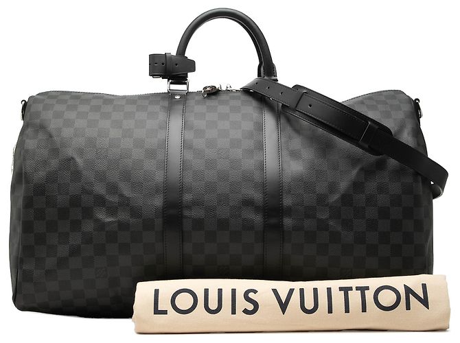Louis Vuitton Keepall Bandouliere 55 in Damier Graphite nero - vista 8