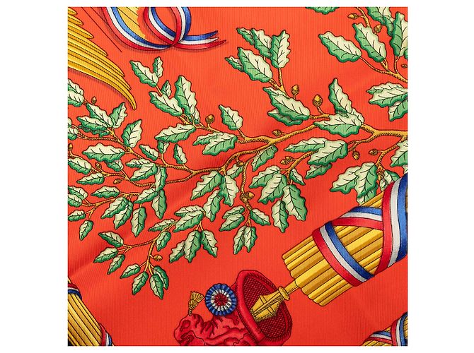 Sciarpa in seta Hermès Orange Republique Francaise Liberte Egalite Fraternite 1789 90 Rosso Arancione - vista 6