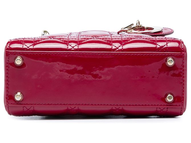 Lady Dior mini in vernice rosso cannage Bordò - vista 3