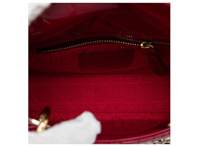 Lady Dior mini in vernice rosso cannage Bordò - vista 4