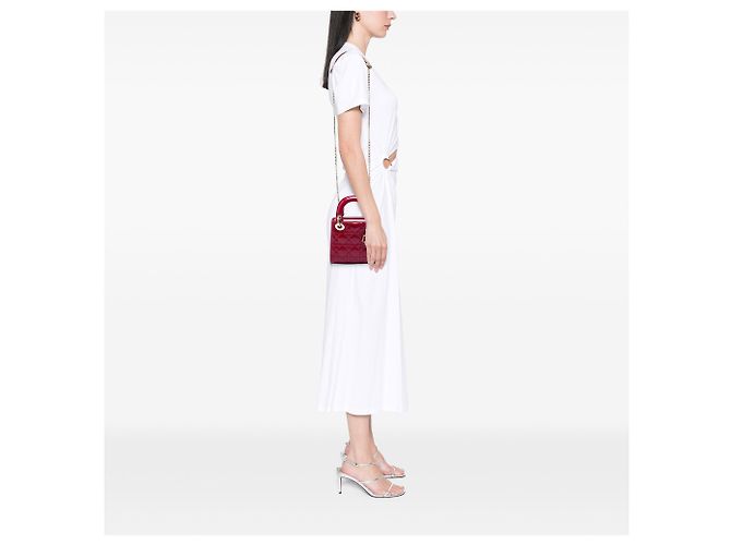 Lady Dior mini in vernice rosso cannage Bordò - vista 5
