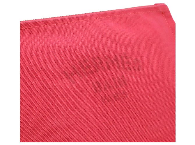 Pochette piatta Hermès Red Toile Bain Yachting PM Rosso - vista 4