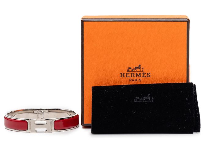 Bracciale Hermès Red Narrow Enamel Clic H PM Rosso Bordò - vista 6