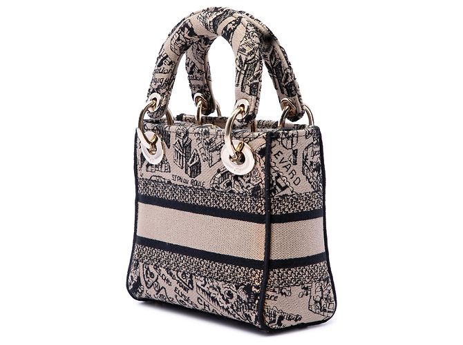 Dior Beige Mini Tela Ricamata Plan de Paris Lady D Lite - vista 2