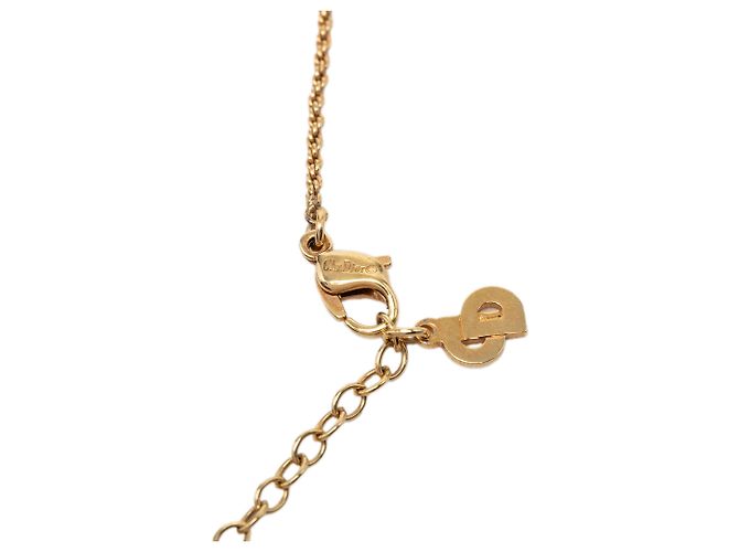 Collana Dior Gold con logo triangle in smalto e strass placcato oro - vista 4