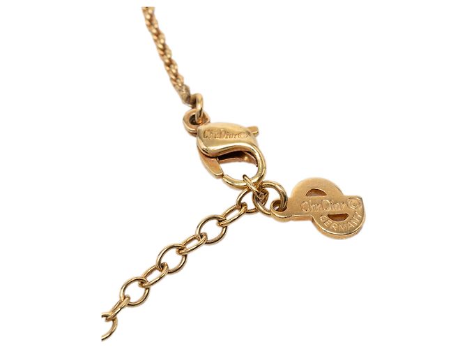 Collana Dior Gold con logo triangle in smalto e strass placcato oro - vista 5