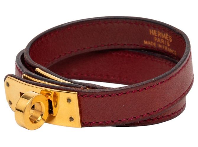 Bracciale Hermès Red Swift Kelly Double Tour Rosso Bordò - vista 2