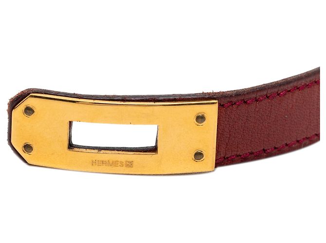 Bracciale Hermès Red Swift Kelly Double Tour Rosso Bordò - vista 4