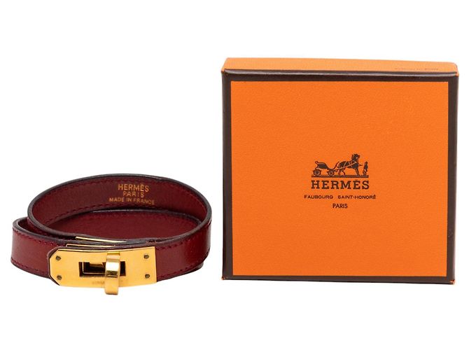 Bracciale Hermès Red Swift Kelly Double Tour Rosso Bordò - vista 8