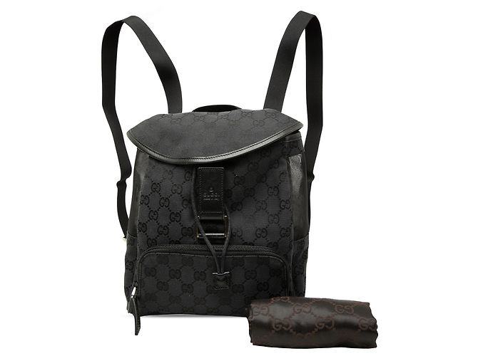 Gucci Black GG Canvas Backpack - view 8