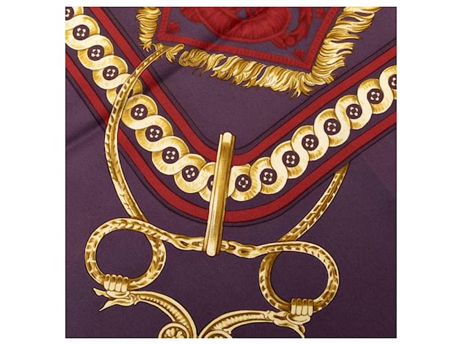 Sciarpa in seta Hermès Purple Bride de Cour 90 Porpora Viola scuro - vista 4