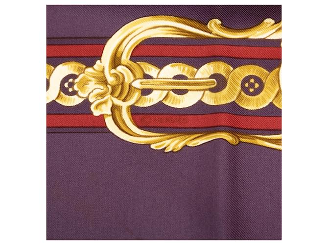 Sciarpa in seta Hermès Purple Bride de Cour 90 Porpora Viola scuro - vista 7