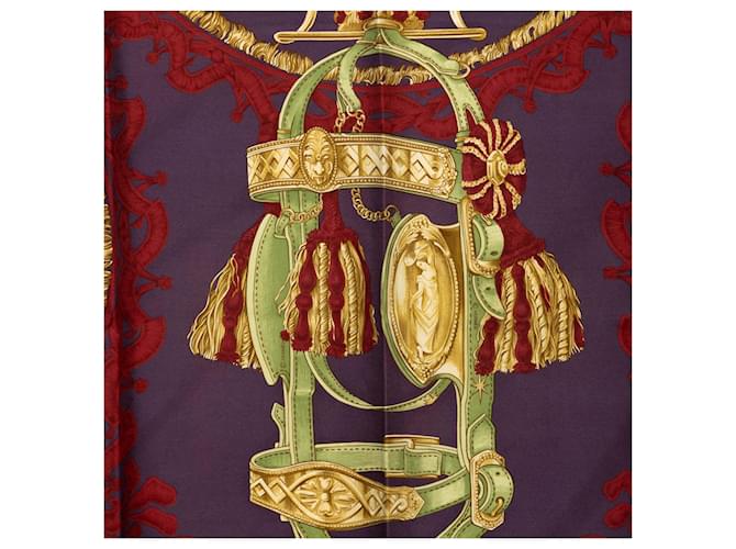 Sciarpa in seta Hermès Purple Bride de Cour 90 Porpora Viola scuro - vista 8