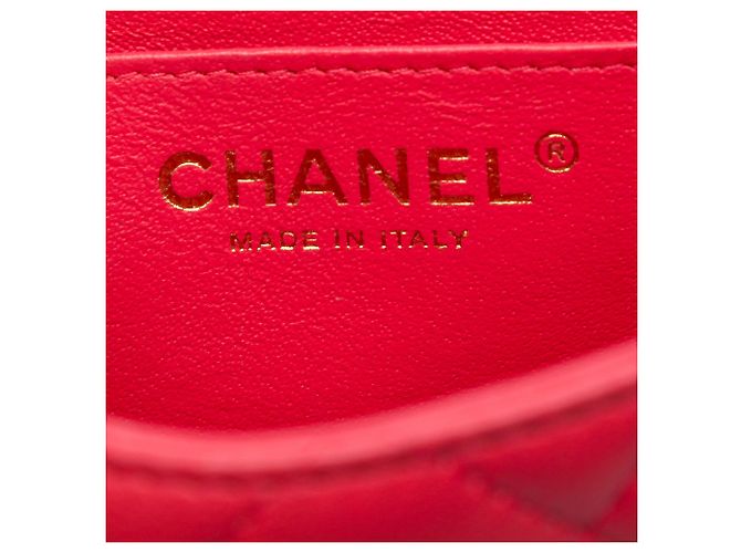 Chanel Red Mini Square Classic Lambskin Single Flap Rosso - vista 5