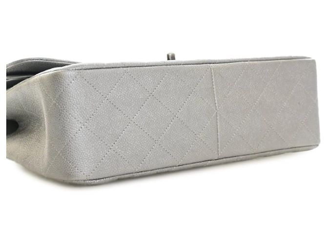 Chanel Silver Jumbo Classic Caviar Double Flap Argento - vista 11