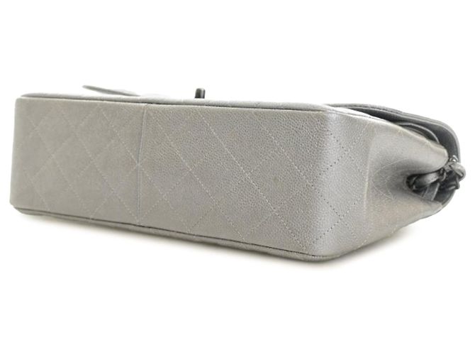 Chanel Silver Jumbo Classic Caviar Double Flap Argento - vista 12