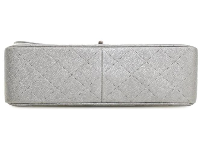 Chanel Silver Jumbo Classic Caviar Double Flap Argento - vista 3