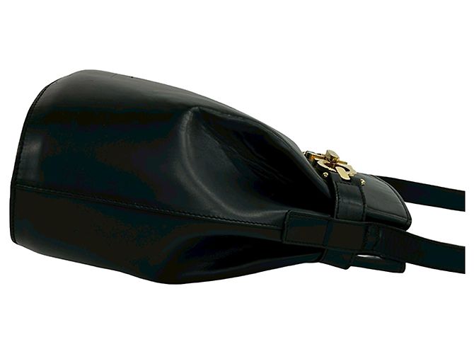 Salvatore Ferragamo Borsa a secchiello Gancini in pelle nera Ferragamo Nero - vista 4