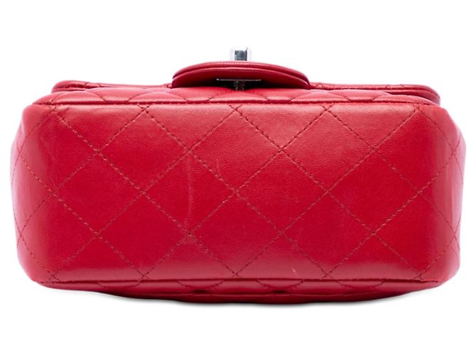Chanel Red Mini Square Classic Lambskin Single Flap Rot - Ansicht 3