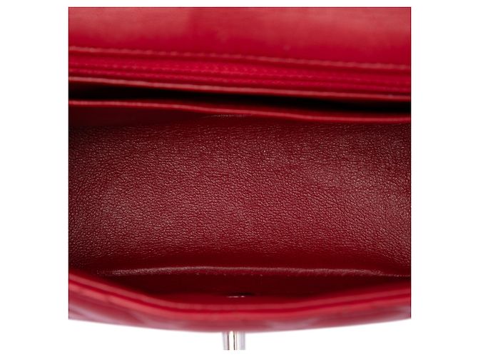 Chanel Red Mini Square Classic Lambskin Single Flap Rot - Ansicht 4