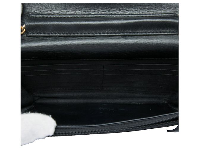 Wallet On Chain Cartera con cadena Chanel en piel de cabra negra con costuras y CC dorado Negro - vista 4