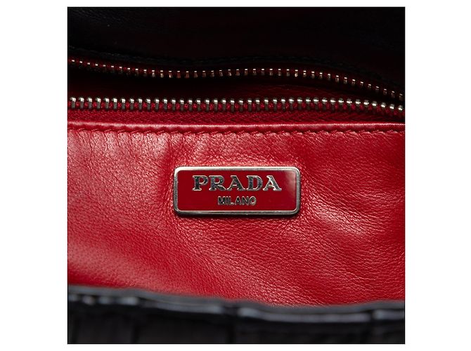 Borsa a tracolla Prada Black Nappa Gaufre Sound Lock Nero - vista 5
