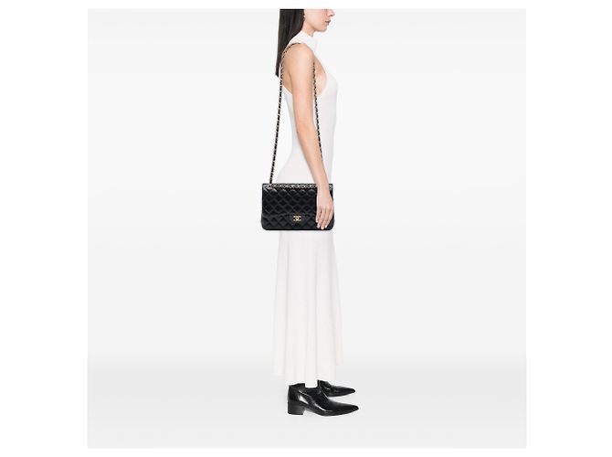 Chanel Black Jumbo Classic Lambskin Double Flap Nero - vista 6