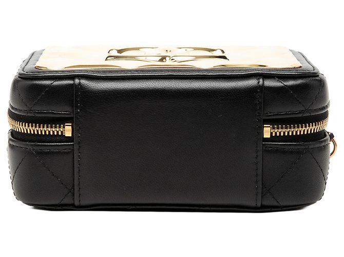 Chanel Mini Borsa a tracolla Vanity in agnello trapuntato nero e placca dorata CC - vista 3