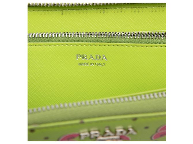 Cartera larga con cremallera Prada Green Saffiano Watermelon Dorado Verde - vista 5