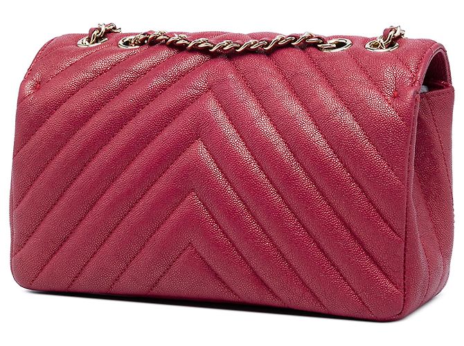 Chanel Pink Small Chevron Iridescent Caviar Statement Flap Rosa - vista 2