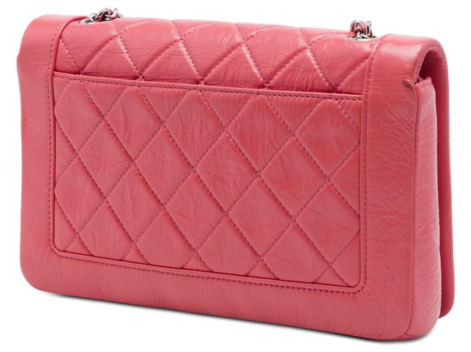 Chanel Pink Small Quilted Crumpled Calfskin Bi Vintage Full Flap Rosa - vista 2
