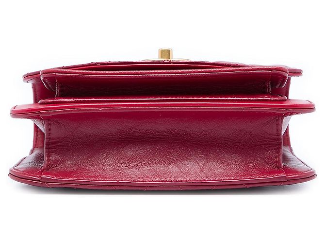 Chanel Mini Flap in pelle di vitello trapuntata e caviar rosso con manico a catena - vista 3