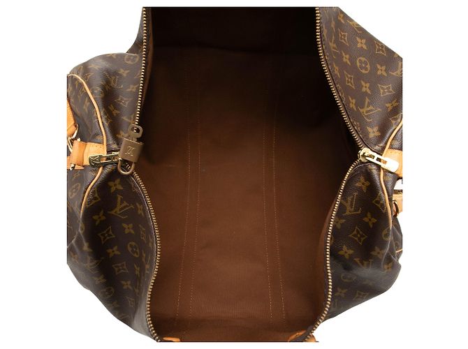 Louis Vuitton Marrone Monogram Keepall Bandouliere 55 - vista 4