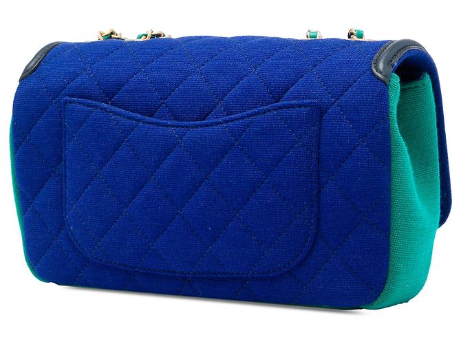 Chanel Blue Small Tricolor Jersey CC Filigree Flap - vista 2