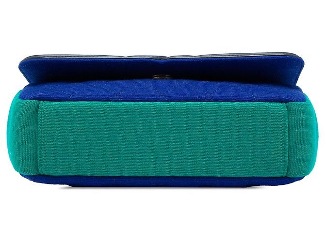 Chanel Blue Small Tricolor Jersey CC Filigree Flap - vista 3