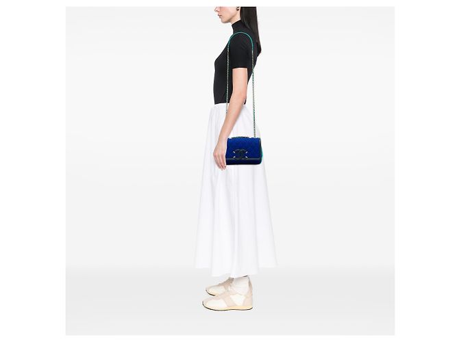 Chanel Blue Small Tricolor Jersey CC Filigree Flap - vista 5