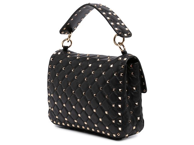 Borsa Valentino Black Medium Lambskin VLTN Rockstud Spike Nero - vista 2