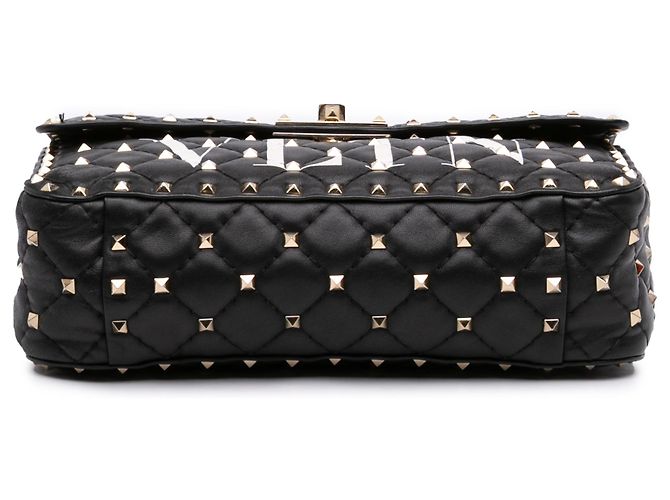 Borsa Valentino Black Medium Lambskin VLTN Rockstud Spike Nero - vista 3