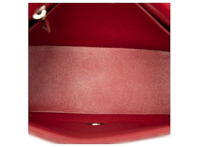 Chanel Red Mini Square Classic Caviar Single Flap Roja - vista 4