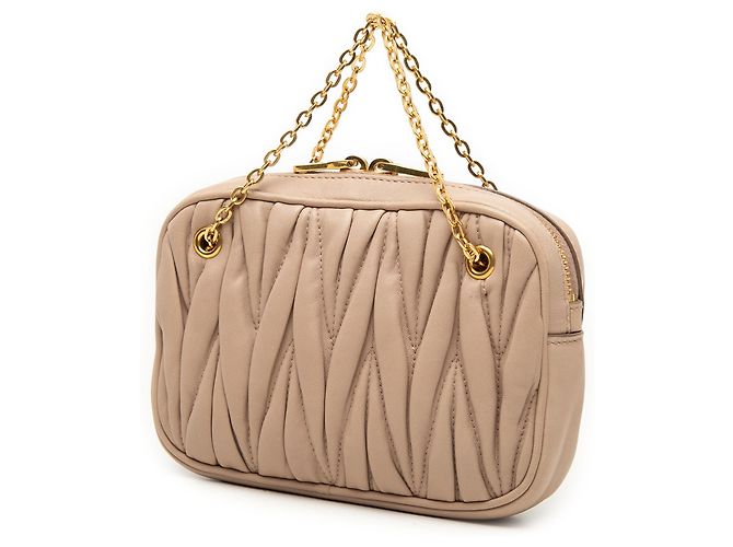 Pochette in nappa matelassé marrone con catena Miu Miu Carne - vista 2