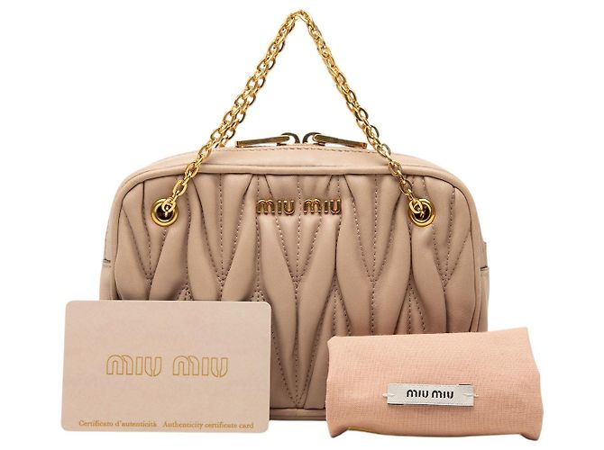 Pochette in nappa matelassé marrone con catena Miu Miu Carne - vista 7