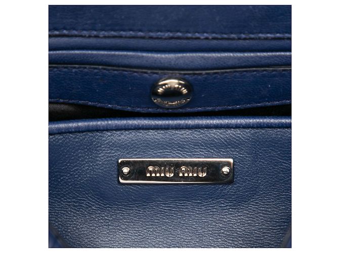 Borsa a tracolla Miu Miu Blue Matelasse Nappa Crystal Frame Flap Blu navy - vista 5