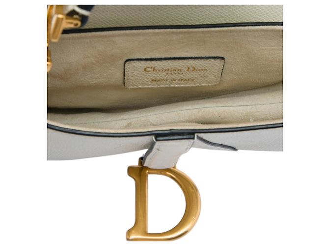 Borsa Saddle Dior bianca in pelle di vitello granulata Bianco - vista 4