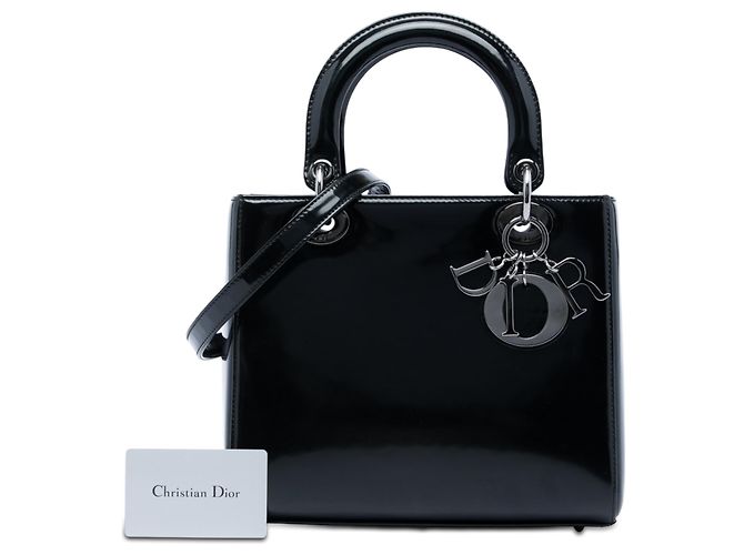 Lady Dior in vernice nero, misura Medium - vista 6